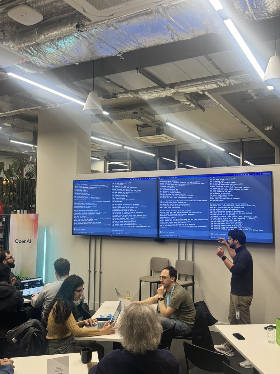 AI Engineer London at OpenAI office with Codex Spark presentation on display