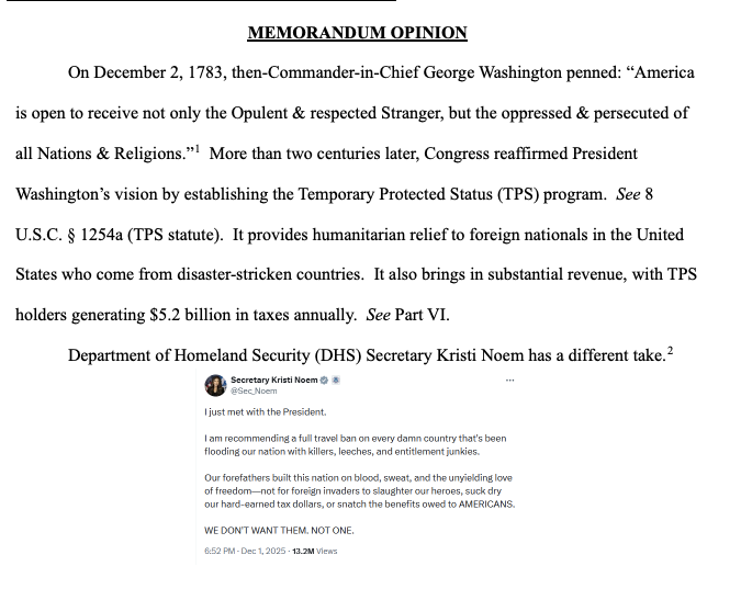 greg_price11's tweet photo. Back in February, Biden-appointed Judge Ana Reyes, who was born in Uruguay, ruled that it was illegal for the Trump admin to end TPS for Haitians-- accusing them of racism and saying that it's what George Washington would have wanted. https://t.co/juG9lcg3yO