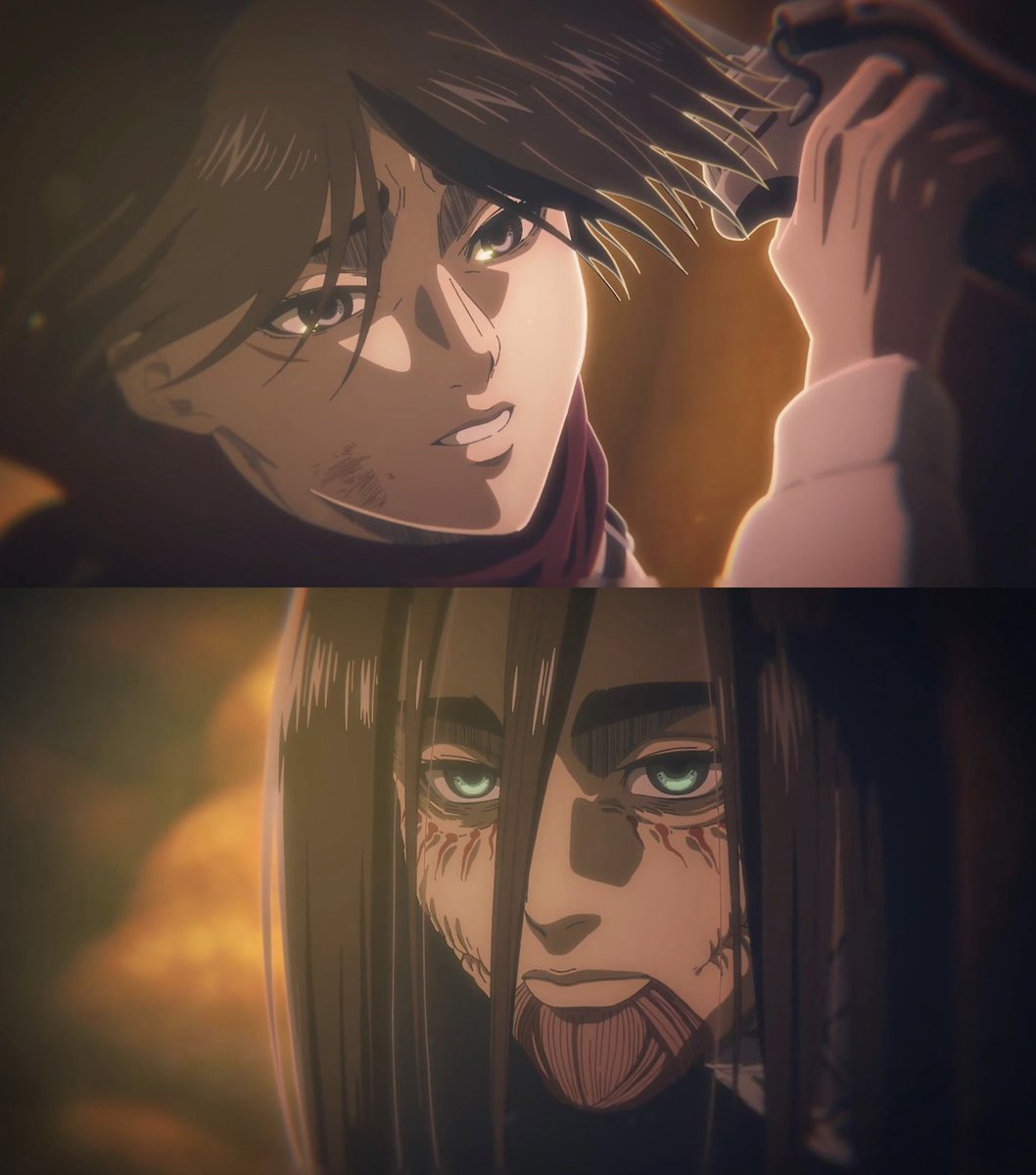 butterflymikasa's tweet image. eremika to this will always hit even years later because love and pride will kill and be the death of whom, you say? oh, absolutely, every edit i come across is getting #saved because love and pride are canonically mikasa’s themes and her killing eren 🚬