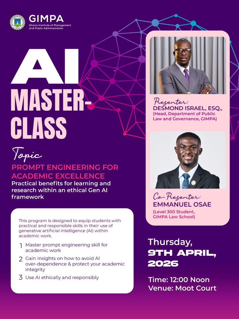 mr_Osae01's tweet photo. Undoubtedly, AI has changed how we learn. But how are you using it?

Are you being productive and efficient, or are you just outsourcing thinking to AI?

Join this AI Masterclass at @GIMPA, a practical session on how to ethically use AI for academic excellence.
#LearningwithAI https://t.co/2aoipti2az