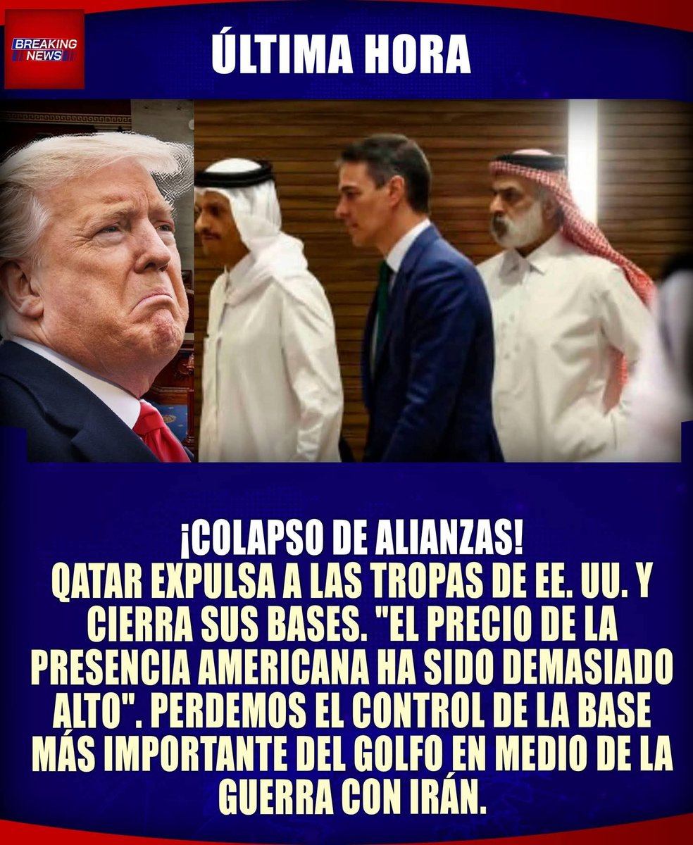 EL FIN DE UNA ERA: Qatar expulsa a las fuerzas de EE. UU

DESASTRE DIPLOMÁTICO
Qatar ordena la salida de las tropas estadounidenses: "Hemos pagado un precio muy alto"
El aislamiento de la administración de Donald Trump ha llegado a un nivel crítico. En un comunicado que ha dejado
