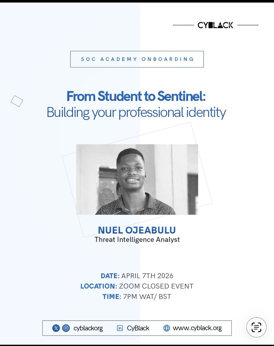 Today is Day 1 of CyBlack SOC Academy. I wish all the participants all the best ❤️