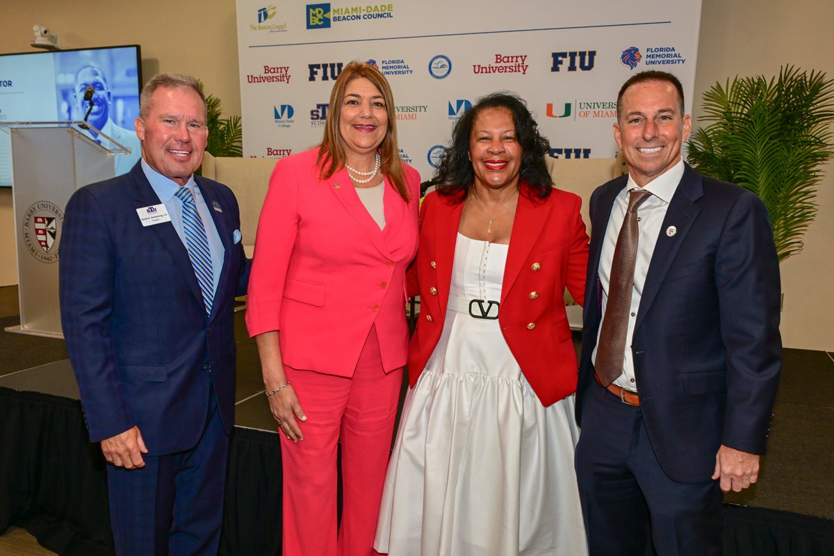 mdcpresident's tweet photo. Miami doesn’t just grow talent, we build it, together.

Today at @BarryUniversity , our conversation on Leadership in an Age of Disruptive Innovation reinforced a powerful truth: our region’s greatest competitive advantage is alignment.

Through the Academic Leaders Council of the @beaconcouncil, we are doing more than educating students, we are building a seamless talent accelerator. By connecting classrooms to careers through the Talent Bridge, we are directly linking innovation to economic growth and industry. Our seven major educational institutions within the ALC represent something far more powerful than individual excellence, we represent collective intelligence in action.

This is what makes Miami different: a unified ecosystem where K-12, colleges, universities, and industry collaborate to prepare students for jobs that haven’t even been created yet.

We were inspired by today’s keynote speaker, Rodney Adkins, a proud @MDCPS graduate whose journey reminds us that Miami talent doesn’t just compete; it leads globally.

A big thank you to @MayorDaniella , Senator @SenatorAMR , and our elected leaders for championing a vision where education, workforce, and opportunity are fully aligned.

This is Miami’s moment. Powered by talent, driven by partnership, and built for what’s next.