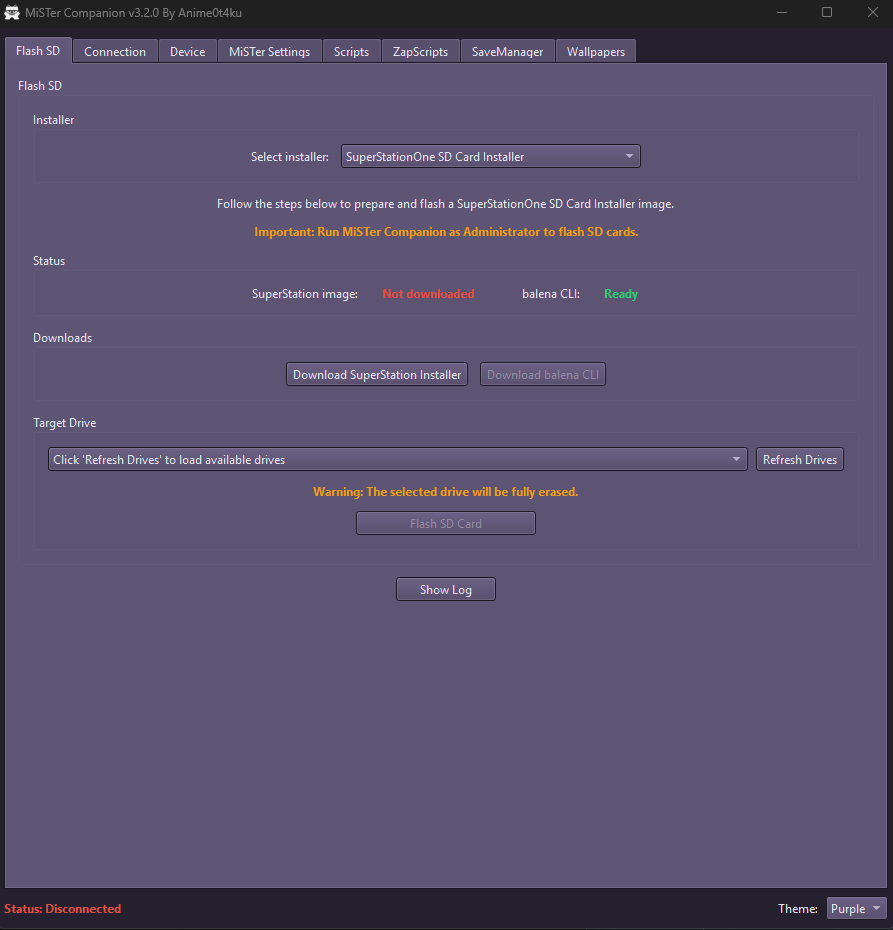 Anime0t4ku's tweet photo. MiSTer Companion v3.2.0 is now available.

Flash Mr. Fusion tab is now called Flash SD and adds support for the SuperStation One SD installer. Static Wallpaper script is now integrated. Includes stability improvements and crash fixes.

Download: https://t.co/7fjBxd96x1 https://t.co/oPhf0D6Sat