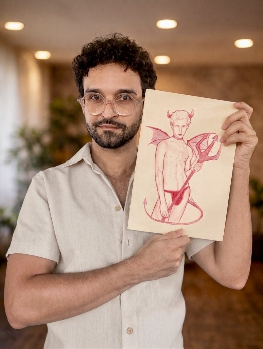 heitormsilva's tweet photo. “Devil II”

🖌️ Original artwork
📐 Colored pencils on paper
📄 A4 paper (21x29.7 cm)

#eroticart #gayart #queerart #artforsale #queerartist https://t.co/1DdzwGM9bt