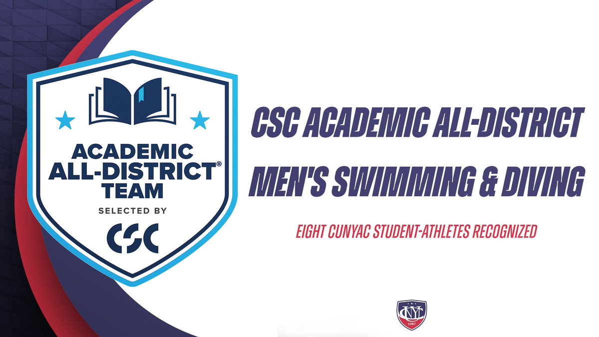 CUNYAC's tweet photo. .@CollSportsComm Announces 2025-26 Men's Swimming & Diving Academic All-District
Eight CUNYAC student-athletes were recognized
https://t.co/72oyKv76GA
#d3swim #TheCityPlaysHere https://t.co/RqlCOl1g23