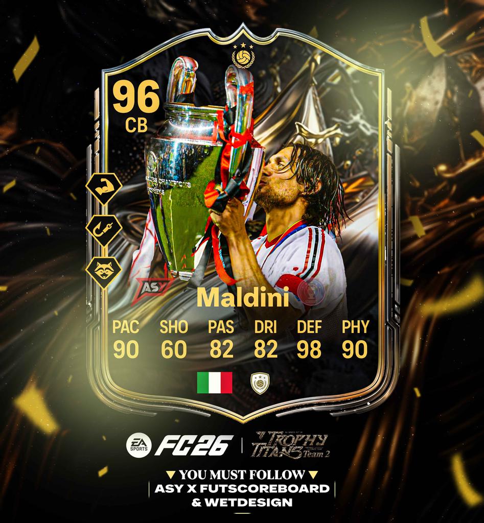 AsyFutTrader's tweet photo. 🚨 Maldini 🇮🇹 is coming as Trophy Titans Icon ✅️👀

Team 1 > Team 2 https://t.co/pe5SEGVCpc