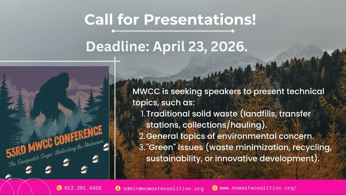 MWCCMissouri's tweet photo. GREAT NEWS!! Deadline extended!
Deadline to submit presentations is now April 23, 2026
For suggested topics, click here: https://t.co/6Py7MG5Zox
Submit a presentation for consideration here: https://t.co/C0ADwkMRbS https://t.co/oqvkWMQPHK