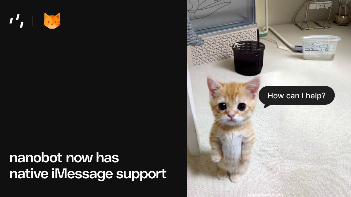 photon_hq's tweet image. 🐈 𝚗𝚊𝚗𝚘𝚋𝚘𝚝 now runs natively in iMessage, built on @photon_hq.

Your ultra-lightweight personal AI - right in your DMs. 

No new app. No new tab. Just here ⬇️