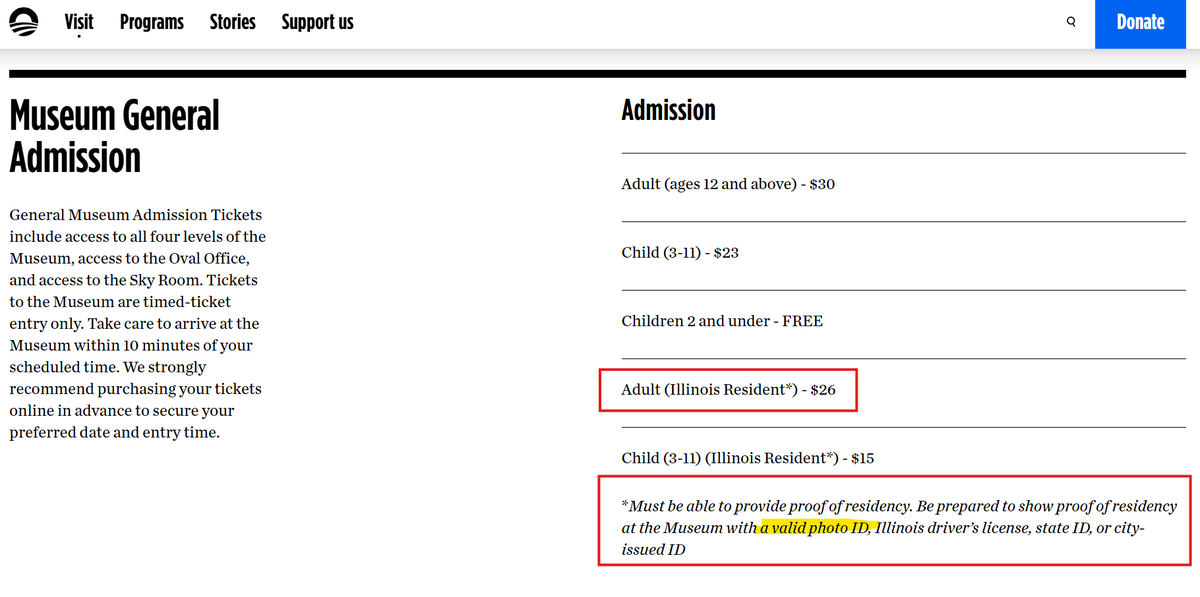 spicoli_75's tweet photo. The Obama Presidential Library will require a PHOTO ID to prove RESIDENCY for free admission on Tuesdays.

Barack Obama is limiting admission to certain races apparently. https://t.co/ngYTIBVP4C