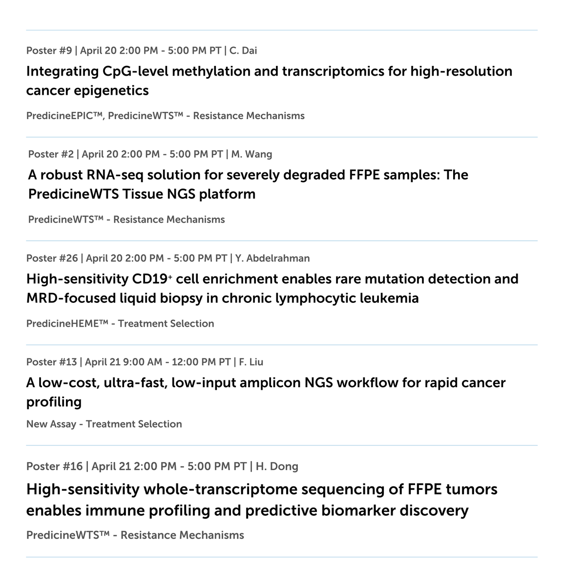 predicine's tweet photo. At AACR 2026, Predicine liquid biopsy technology will be featured in 13 presentations - including 1 oral presentation &amp; 12 posters focusing on targeted therapy, ADCs, synthetic lethality, &amp; immunotherapy.

Booth#2045
Onsite: https://t.co/74LCMyvRqy
Online: https://t.co/0HhLBDAsiF https://t.co/YBgwLhIyj5