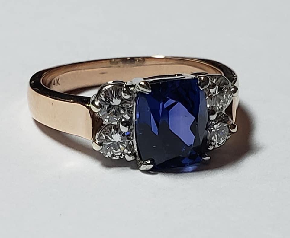 BruceJSnider's tweet photo. Custom designed platinum and rose gold engagement ring containing a cushion cut “fancy“ colored Ceylon sapphire and diamonds by Bruce J Snider https://t.co/iPSfnHrpHb