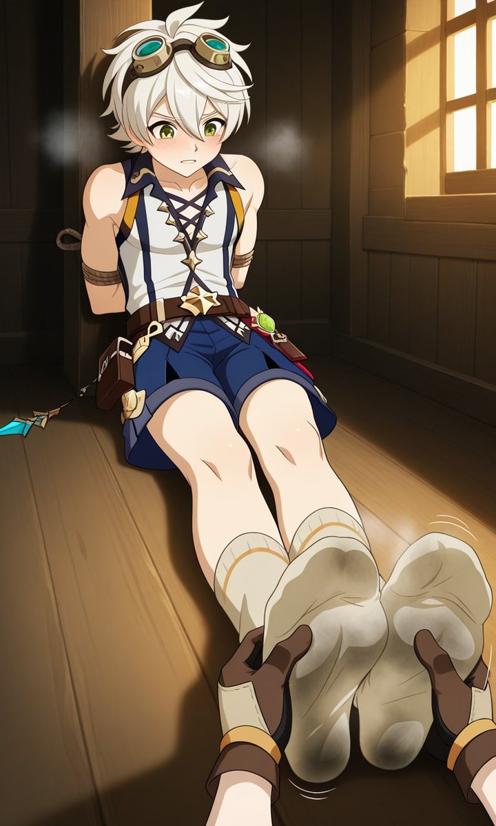 ShotaSock's tweet image. Bennett cought and strapped without his shoes... just his smelly socks

pixiv.net/en/artworks/14…

#AIgenerated #Boy #Socks #Bennett