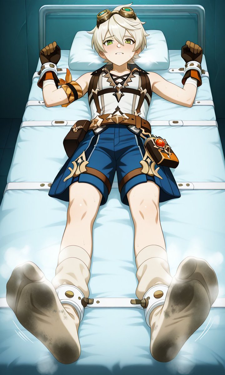 ShotaSock's tweet image. Bennett cought and strapped without his shoes... just his smelly socks

pixiv.net/en/artworks/14…

#AIgenerated #Boy #Socks #Bennett