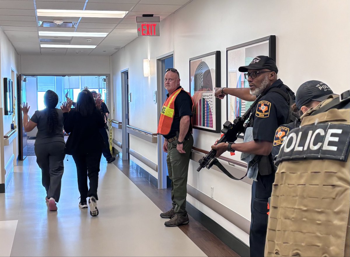 UTPoliceHouston's tweet photo. This is a drill!  Great exercise today at Northwest Surgical with partners from EHSSEM, Emergency Readiness, Facilities and the Simulation Center. #preparedness -100 https://t.co/PsjMF6Q3vi