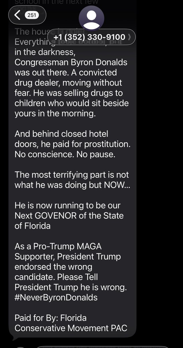 johncardillo's tweet image. Was texted this at 5:25 AM this morning.

PACs and others around Florida are catching onto the real Byron Donalds, and they want no part of him as governor.