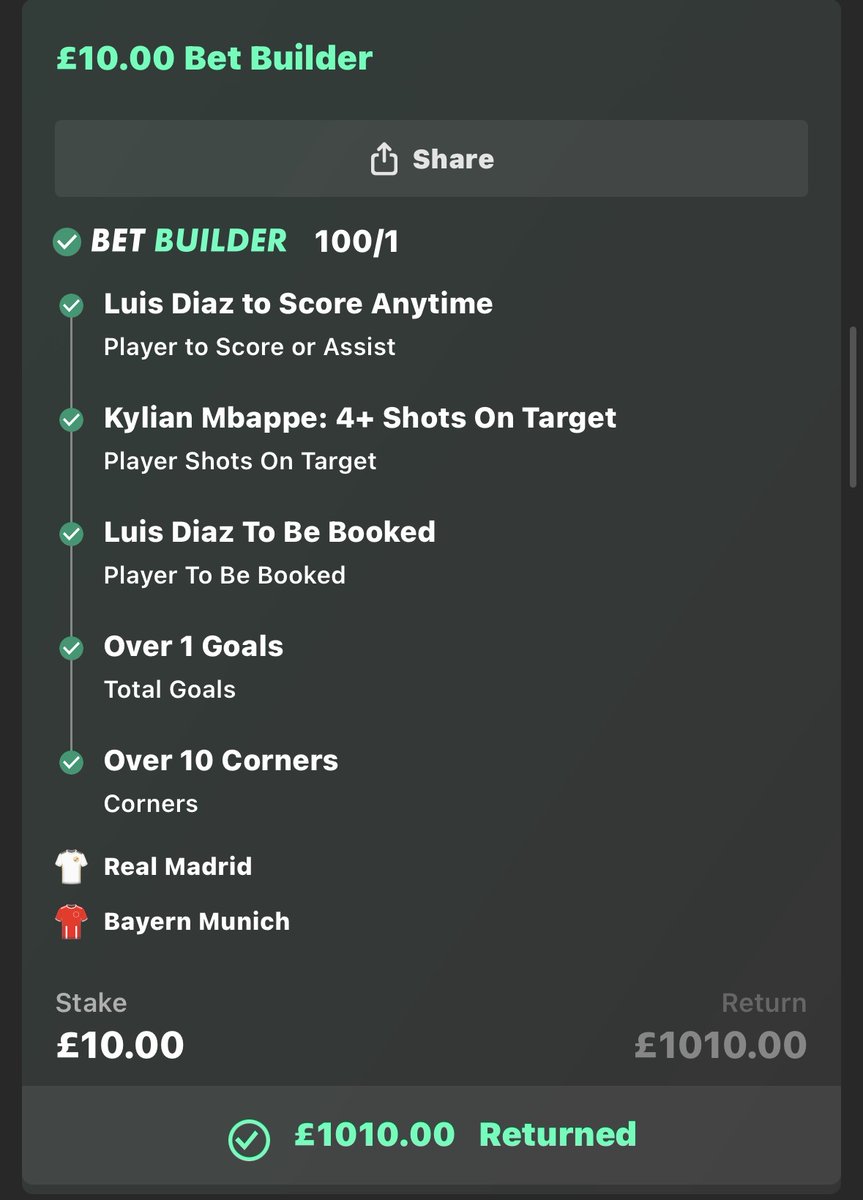 GGoalsGalore's tweet photo. I CANT BELIEVE MY LUCK 100/1 UCL BET BUILDER WINNER WTFFFFF 🔥🔥🔥🔥🔥🔥🔥🔥

GIVING 10 PEOPLE £50 WHO RT LIKE AND COMMENT 👀✅💰

CHECK COMMENTS ASAP 🚨 https://t.co/0wcUFE1esW