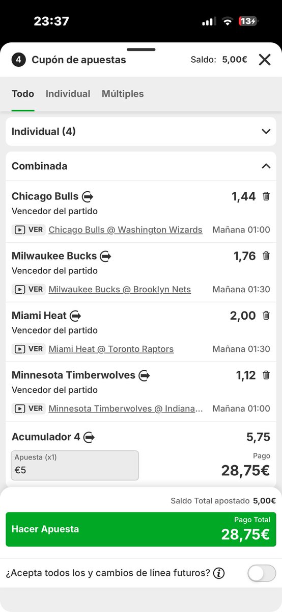 vamos con esta cuota 5 para esta noche de nba
