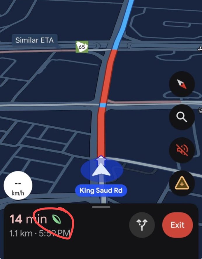 _Anonnz's tweet image. أحد يعرف وش معني العلامة الخضراء في قوقل ماب؟