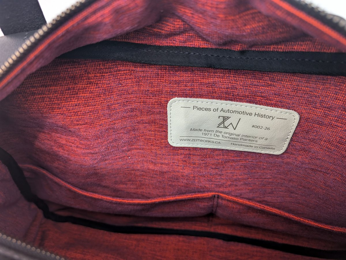 ZEIT_WORKS's tweet photo. Unique weekender bag made from the original interior of a 1971 De Tomaso Pantera
#detomaso #vintagecars https://t.co/CW8jqbGVVJ