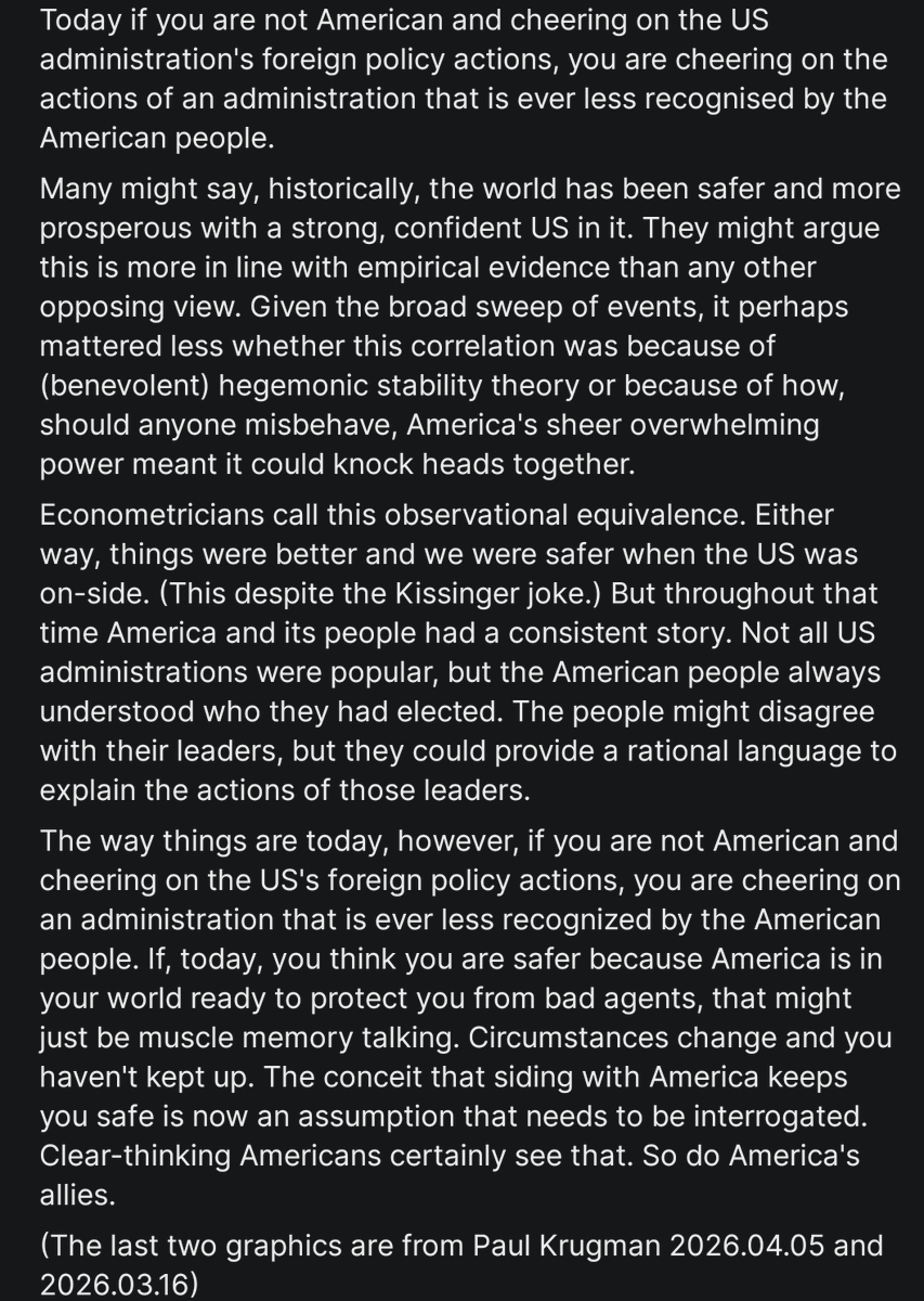 DannyQuah's tweet photo. Today if you are not American and cheering on the US administration's foreign policy actions, you are cheering on the actions of an administration that is ever less recognised by the American people.   
https://t.co/ooDILB40lT https://t.co/fEG4IIaF5e