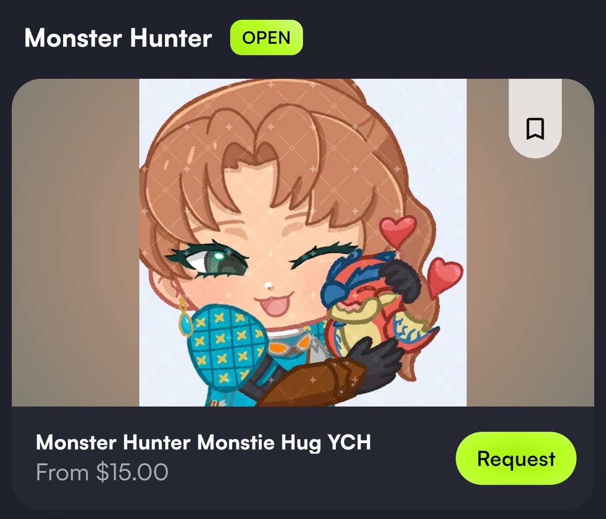 May waitlist open! 🦦
+$5 for custom armor &amp; monstie!
💌 if inch! or check my VGen &amp; ko-fi below 👇🏻