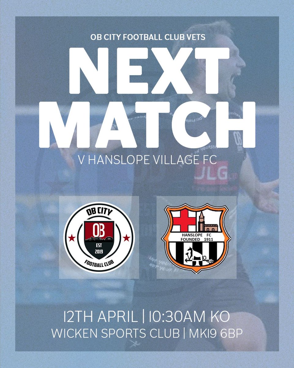 Obcityfc's tweet photo. ⚽ Next Up ⚽

OB City FC VETS are at Home to Hanslope Village FC

🆚 Hanslope Village FC
⏱ 10:30 Kick Off
📍 Wicken Sports Club, MK19 6BP

OB City FC VETS, proudly sponsored by GK Switchgear Ltd

#OBC #ONEBROTHERHOODCOLLECTIVE #OneTeam #OneClub #RealStrengthIsShared https://t.co/Bgwn4gtsrC