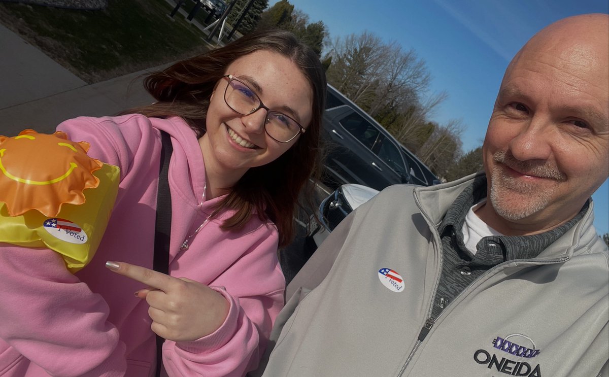GBPlitz's tweet photo. Took the 18-year-old voting. #Vote #Merica #SeniorSplash https://t.co/WZXl7Q43YV