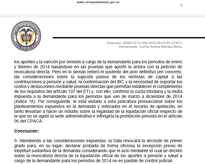 DERECHO ADMINISTRATIVO/ REVOCATORIA DIRECTA DE ACTOS ADMINISTRATIVOS/ ACTOS QUE DECIDEN REVOCATORIA DIRECTA NO SON SUCEPTIBLES DE CONTROL JUDICIAL/ Los actos administrativos que deciden sobre la revocatoria directa NO son, en principio, susceptibles de control judicial;