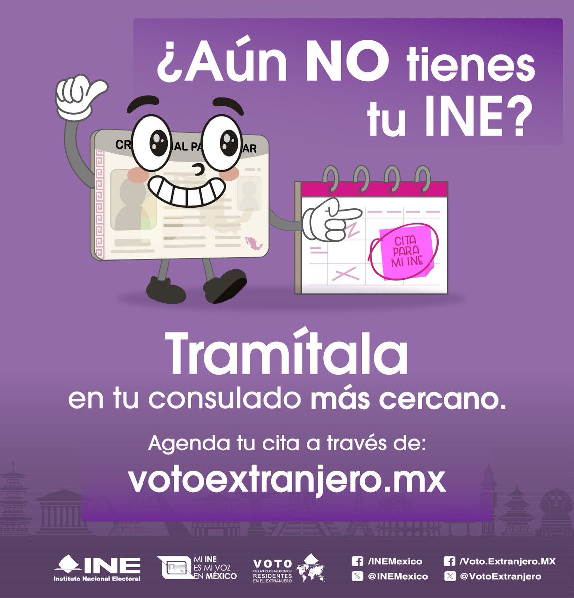 🌎¿Aún no tienes tu Credencial para Votar desde el Extranjero?, ¡Tramítala ya! 🗳

#VotoExtranjero #INEMéxico