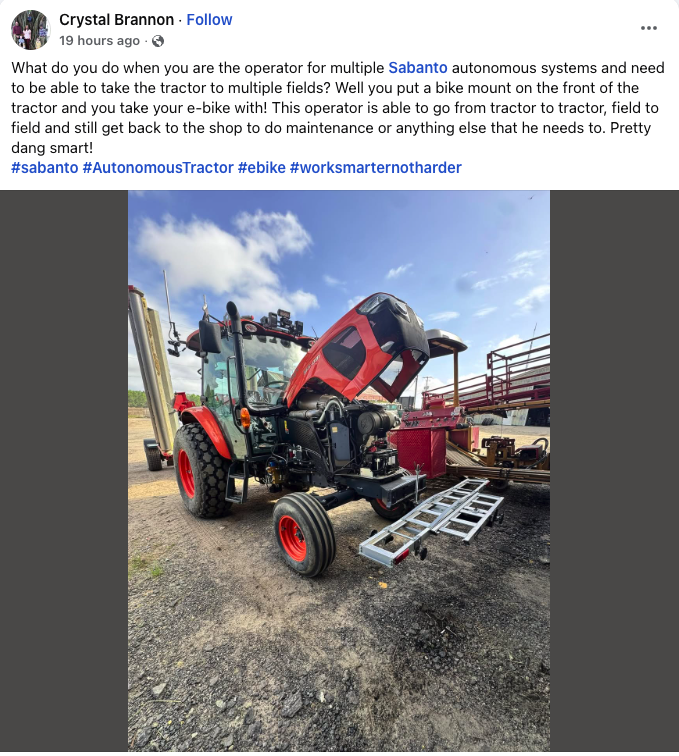 SabantoAg's tweet photo. We love to see our dealers and customers join in on innovation! Here's another clever idea from the field, running multiple units. Keep 'em coming! #BlackFlagAutonomy https://t.co/dYaW4YvwHm