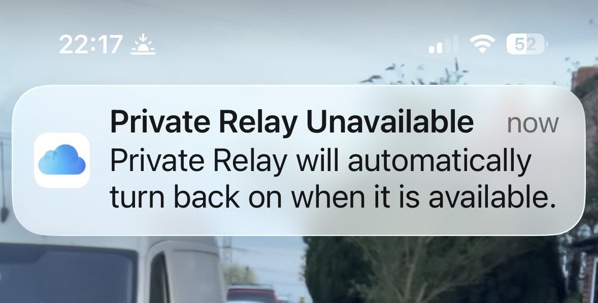 _paul1978's tweet photo. @zollotech Are you hearing anything about private relay problems? There’s seems to be a lot of people getting this but Apple aren’t publicly acknowledging there’s a problem. Interested to hear if you’ve heard anything 🙏🏼, thank you https://t.co/ds5A8larMV