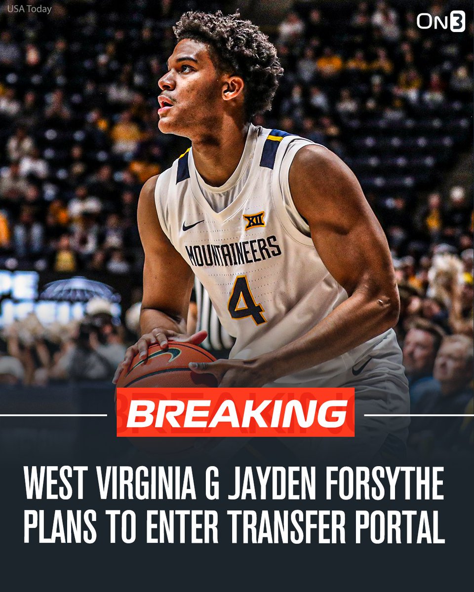 TransferPortal's tweet image. NEW: West Virginia guard Jayden Forsythe plans to enter the NCAA transfer portal, @JoeTipton reports.

Repped by WME.

on3.com/transfer-porta…