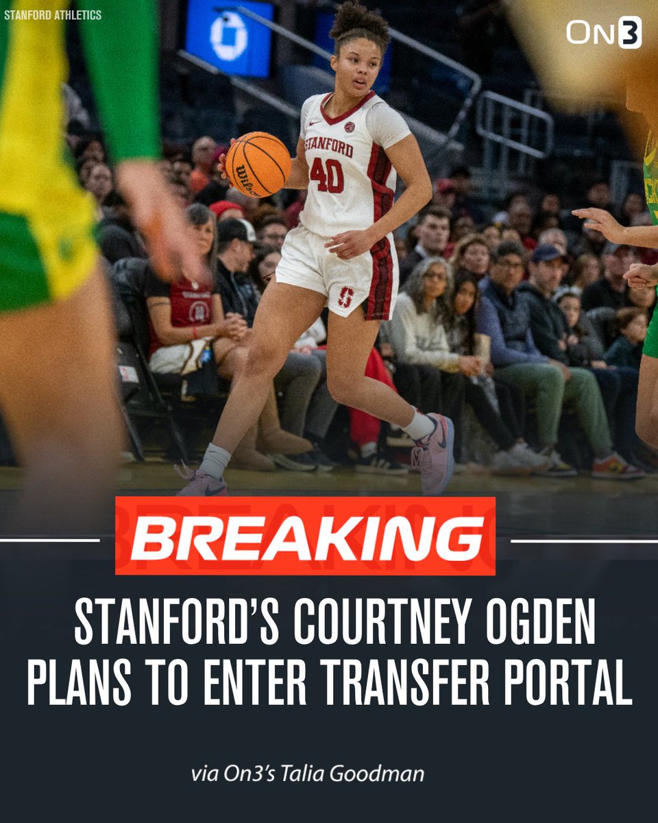 TaliaGoodmanWBB's tweet photo. BREAKING: Stanford’s Courtney Ogden plans to enter the portal as a grad transfer, she told @On3. 

The 6-1 forward averaged 12.9 ppg, 4.3 rpg and 1.1 spg this season. 

TRACKER: https://t.co/wYv1Ze6EPC https://t.co/7E8BcqkNXo