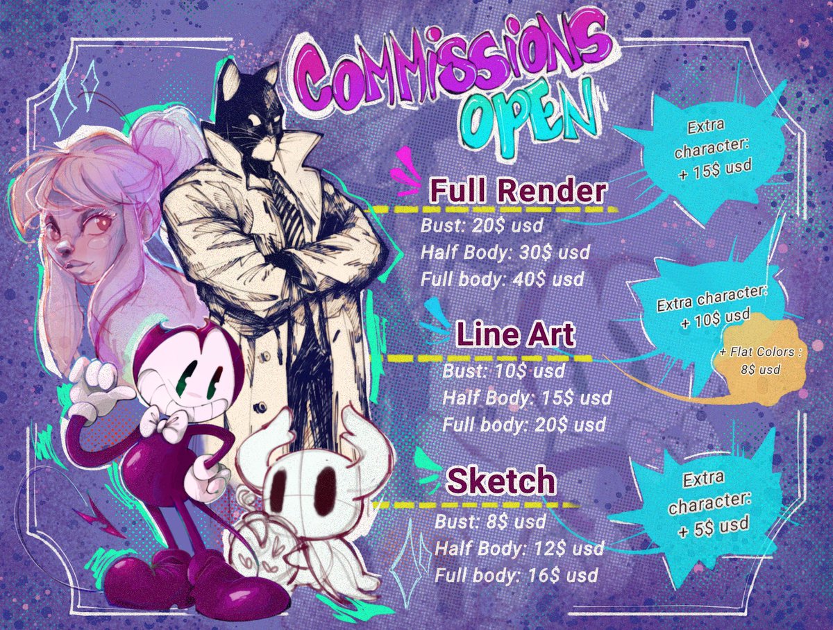 Zasys414's tweet photo. ✨💜COMMISSIONS  OPEN!!💜✨

 If you have any questions, feel free to comment or send me a message :3 ✨

(Ayúdame a pagar mis estudios) https://t.co/le6cTfIl3t