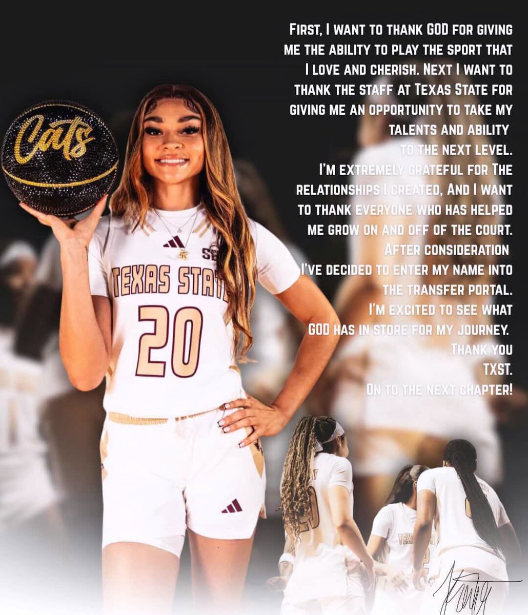 kyaija11's tweet image. Thank you Texas State and those who recruited and coached me. I will be entering the transfer portal for the 2026-27  season. #transferportal #portal #wbb
