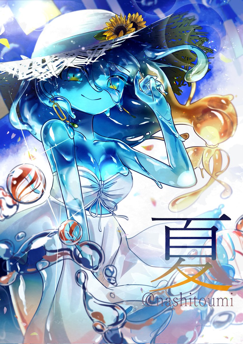 春夏スライム娘🌸🌊(過去絵)