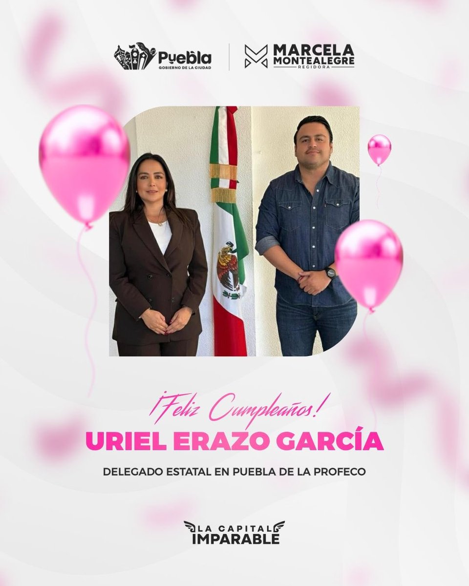 Es un gusto felicitar a <a href="/erazo_uriel/">Uriel Erazo</a>, Delegado Estatal en Puebla de la PROFECO, con motivo de su cumpleaños. 🎉 
Le deseo éxito, salud y que este nuevo año esté lleno de logros.
¡Fuerte abrazo!