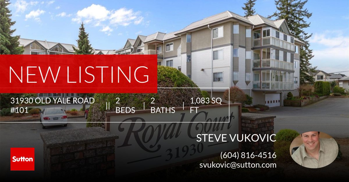 SteveVukovic's tweet photo. 📍 New Listing 📍 Take a look at this fantastic new property that just hit the market located at 31930 Old Yale Road #101 in Abbotsford. Reach out here or at (604) 816-4516 for more information https://t.co/v76KCHVAwA https://t.co/KxcEOujwyQ