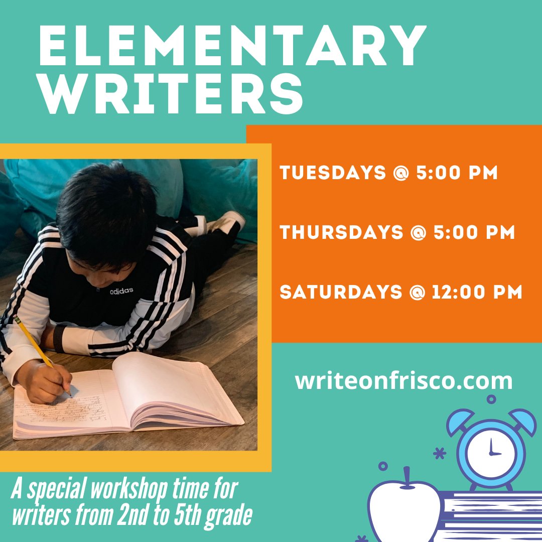 writeonfrisco's tweet photo. Help your child develop their writing skills with Write On!'s workshops!
For more info, visit https://t.co/U5c0cEhRlQ or call us at (214) 915-2155
#creativewriting #amwriting #writingcommunity #frisco #communityimpact #writeonfrisco #homeschooling #tutoring #writeonlearning https://t.co/sHd5IfB5WJ
