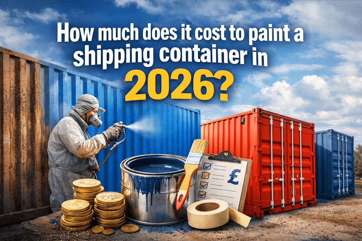 BoshBoxes's tweet photo. UK shipping container painting costs in 2026:

10ft: £150-£350
20ft: £300-£600
40ft: £700-£1,200

Biggest cost driver is prep, not paint. Cheapest quotes usually skip the rust treatment.

Full breakdown: https://t.co/vij7kQ5PKo https://t.co/lRlgDq7BD8