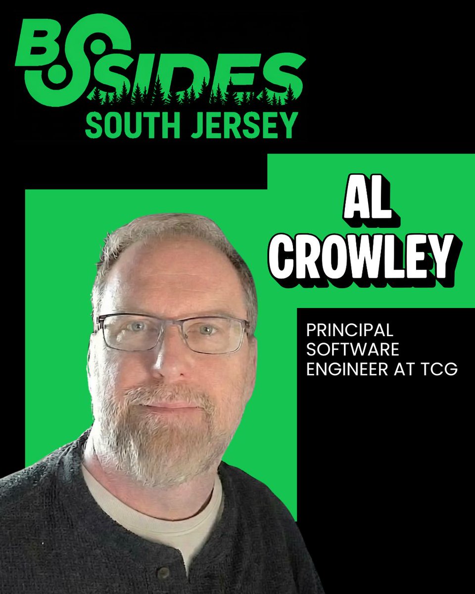 BSidesSJ's tweet photo. Let's welcome our speaker, Al Crowley. He is a Principal Software Engineer at TCG, where he has built federal web applications since 1996. 

Join us on April 18th in Glassboro, NJ!
Register Now: https://t.co/NXbOUfWbP3

#BSidesSouthJersey #Cybersecurity #InformationSecurity https://t.co/xmpBv6aHaD