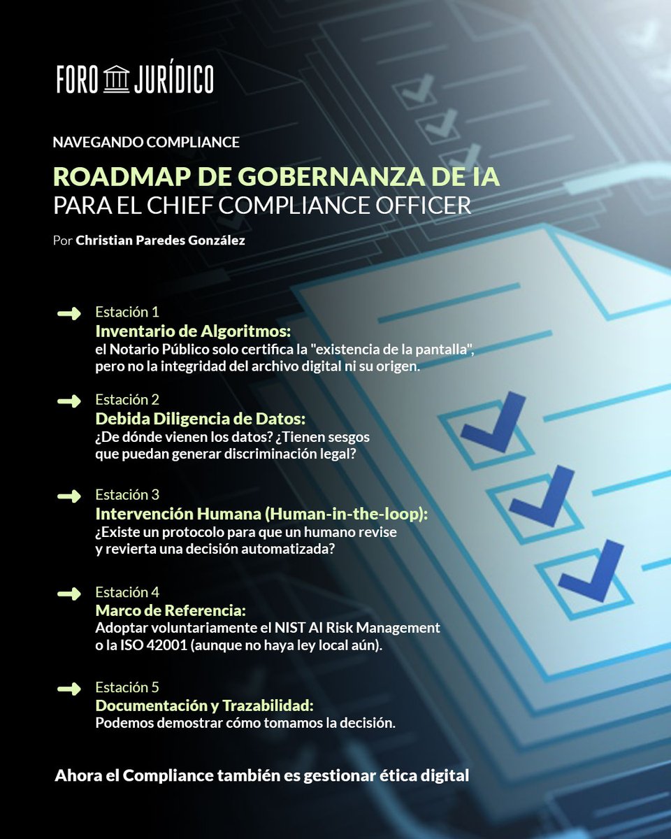 ForoJuridico's tweet image. 🤖Nueva era en #Compliance. Los riesgos digitales están redefiniendo la función de los Oficiales de Cumplimiento

Te compartimos el Roadmap para CCO basado en marcos globales (NIST/ISO).

@paredesXtian explica a detalle en Navegando Compliance. 
🔗forojuridico.mx/del-fcpa-al-al…