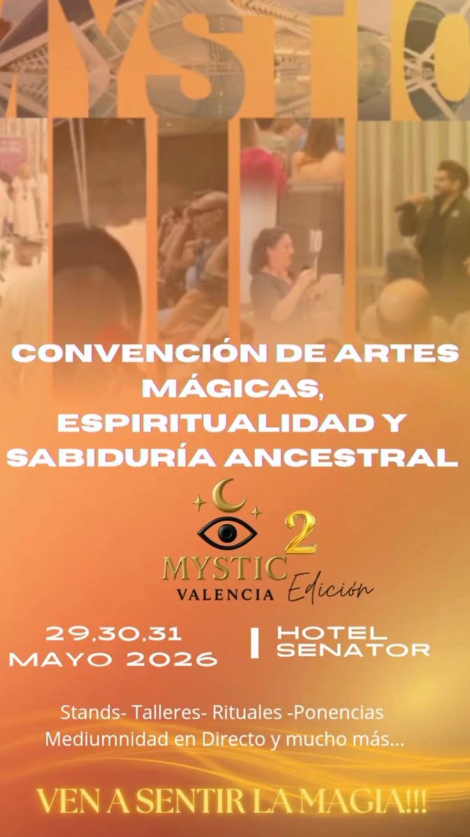BhagavanVasquez's tweet image. 🔮 Mystic Valencia vuelve en su 2ª edición los días 29, 30 y 31 de mayo ✨ y el 30 vivirás “UNA TARDE DE ESPÍRITUS”. Una experiencia mística que promete respuestas y conexión. 🕊️💫 

🎟️ Entradas aquí 👉🏻👉🏻 mysticvalencia.com/categoria-prod…

#MysticValencia #medium  #VidaDespuésDeLaMuerte