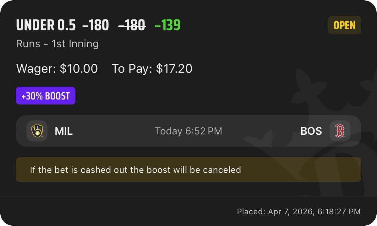 GhostEVplays's tweet photo. ⚾️ DraftKings MLB Quick Hits Boost
⚾️ -139 (FV -147.51)
+EV: 2.48%
Playing: 0.06 Unit Promo Max
#draftkings #sprots #mlb #baseball https://t.co/fcjXHVFk6X