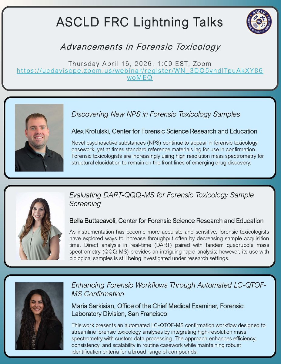ascld_'s tweet photo. ASCLD FRC Lightning Talks
Thursday April 16, 2026 at 1PM EST
REGISTER HERE: https://t.co/EFKj076wdQ https://t.co/wZZxYX6UzG