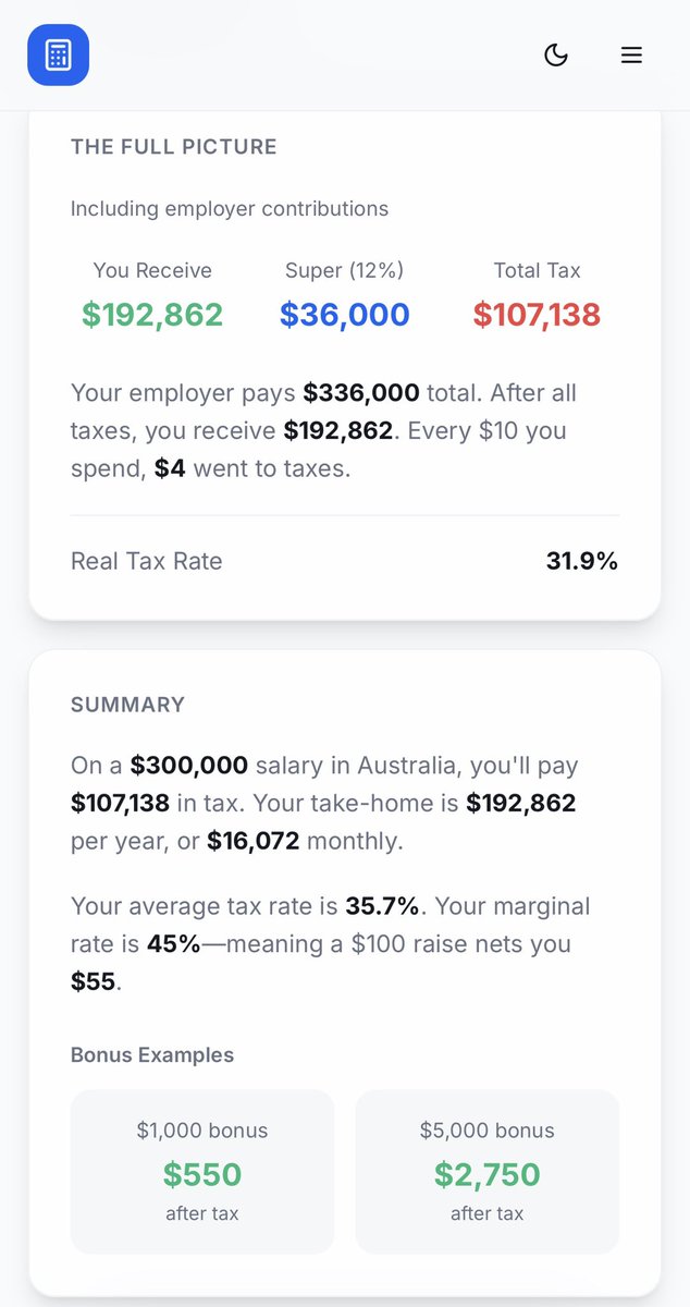 Just launched 🚀 a Salary Pay Calculator that tells you exactly what you take home.
No fluff. No spreadsheets. Just real numbers.

Calculate your pay in seconds:
bit.ly/Salary-Pay-Cal…

#salary #paycalculator #tax #tech #fintech