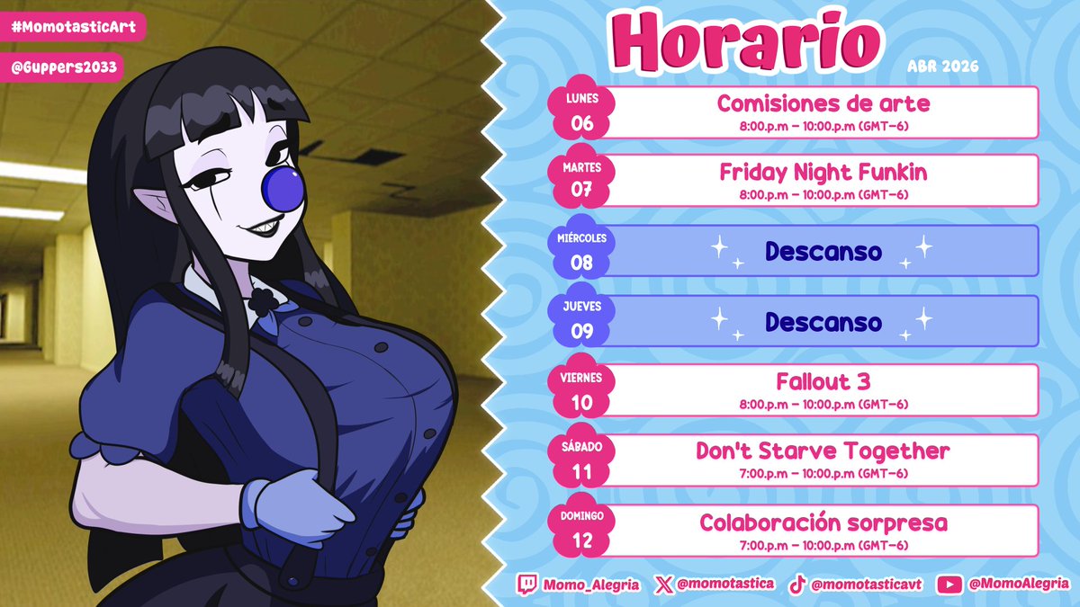 momotastica's tweet image. 🎂Horario🎂

¿Porqué siempre hay que llevar casco cuando se va en moto? 🏍️
Porque es funda-mental 🪖

¡Les espero, no falten! 🤡💖

#Vtuber #VtubersUprising #twitchstreamer