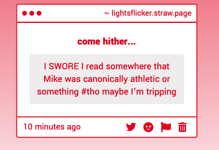 lightsflicker_'s tweet photo. oh I'd believe it! especially when he's older, I think mike could be more athletic but i based that tweet in middle school like s2 time, and in the earlier seasons mike is almost always dragging behind if the stakes aren't high https://t.co/1MJpTeOAzU