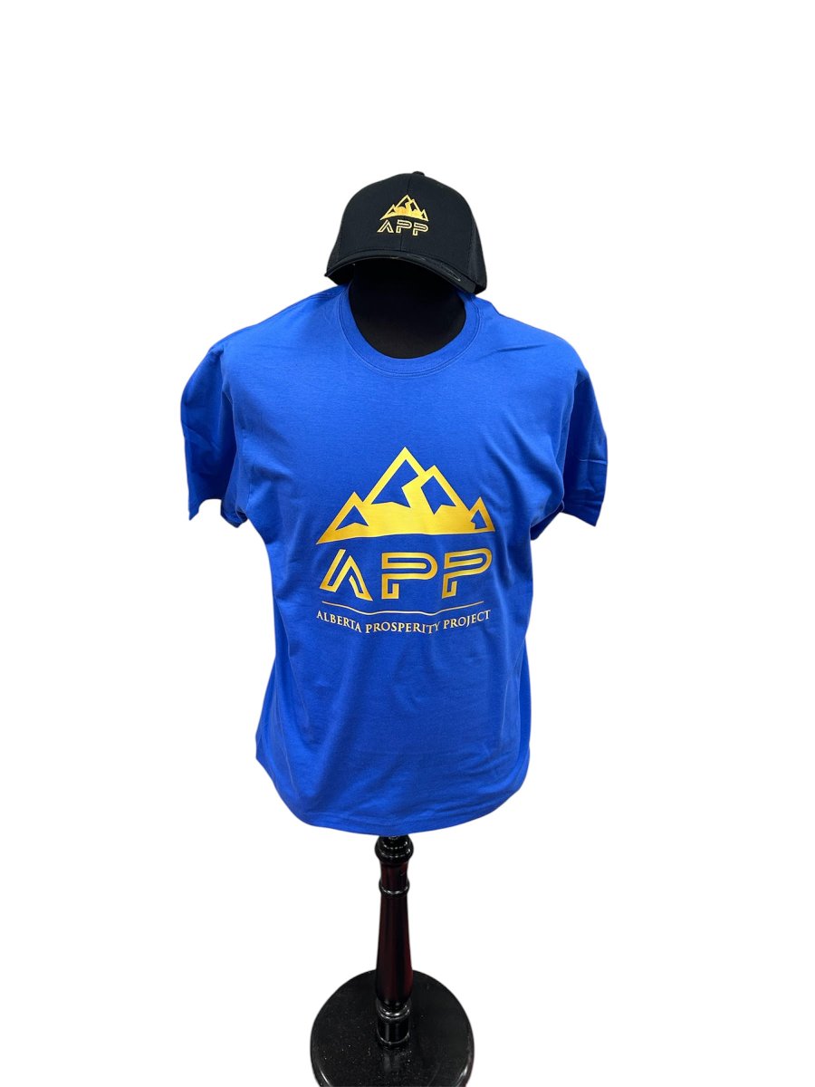 ABProsperityPrj's tweet image. APP Short Sleeve Tees dropped! $25 🏔️
Black short-sleeve with bold gold mountain crown APP logo + Alberta Prosperity Project text.
Comfortable daily wear to rep the cause. Shop: shop.abprosperitynow.ca/product/app-sh…
#AlbertaProsperityProject #APP #AlbertaStrong #ShortSleeveTees